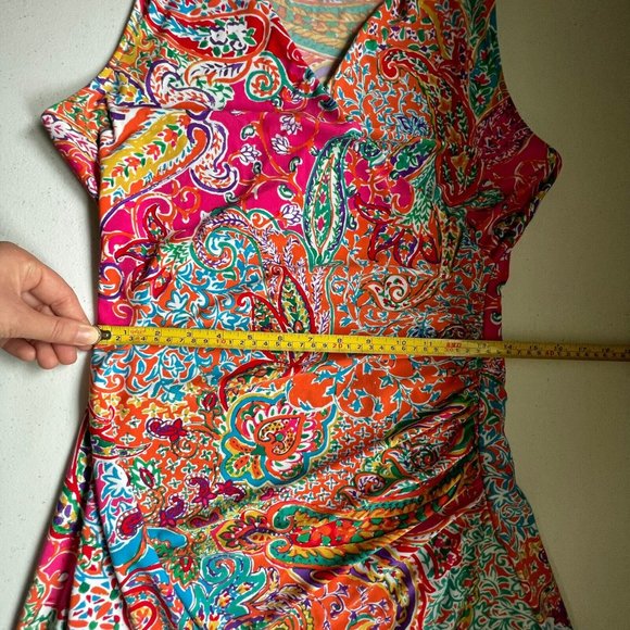 Lauren Ralph Lauren Womens Multicolor Paisley Floral Dress Size Petite Large - Picture 9 of 10